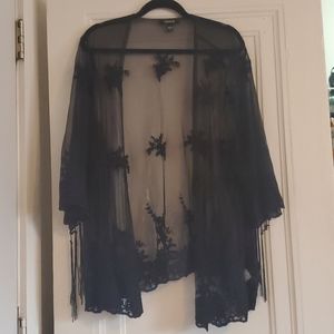 Sheer floral kimono